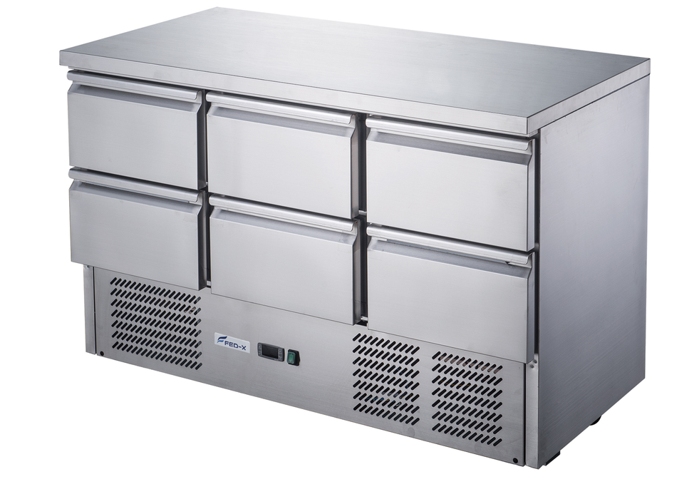FED-X XGNS1300-6D - Six Drawer Compact Workbench Fridge 1368mm 368L - image 2