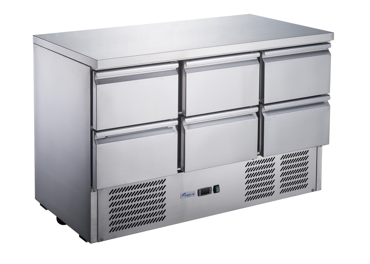 FED-X XGNS1300-6D - Six Drawer Compact Workbench Fridge 1368mm 368L - image 3