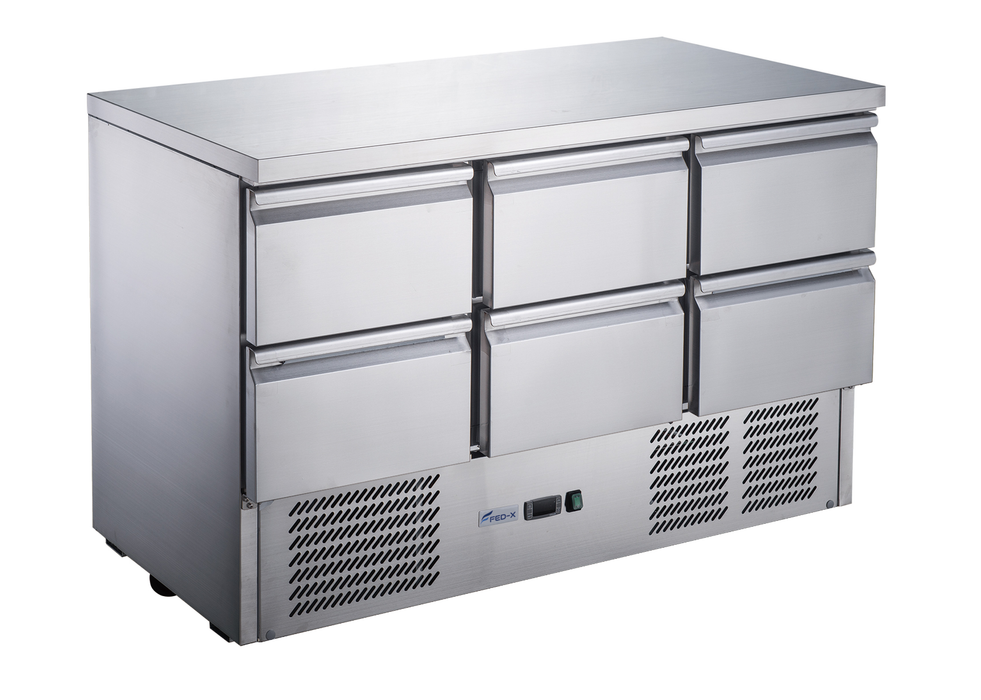 FED-X XGNS1300-6D - Six Drawer Compact Workbench Fridge 1368mm 368L - image 3