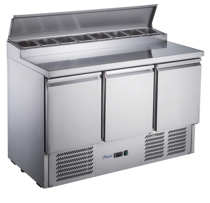 FED-X XGNS1300D - Three Door Salad Prep Fridge 8 x GN 1/6 1365mm - image 3