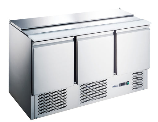 FED-X XGNS1300S - Three Door Salad Prep Fridge with Cutting Board 1365mm