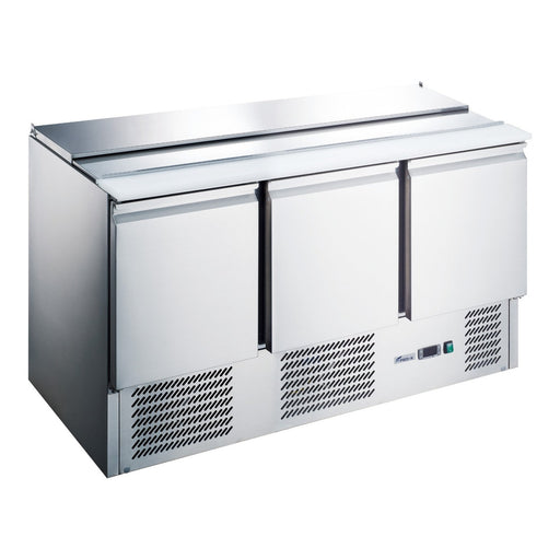 FED-X XGNS1300S - Three Door Salad Prep Fridge with Cutting Board 1365mm