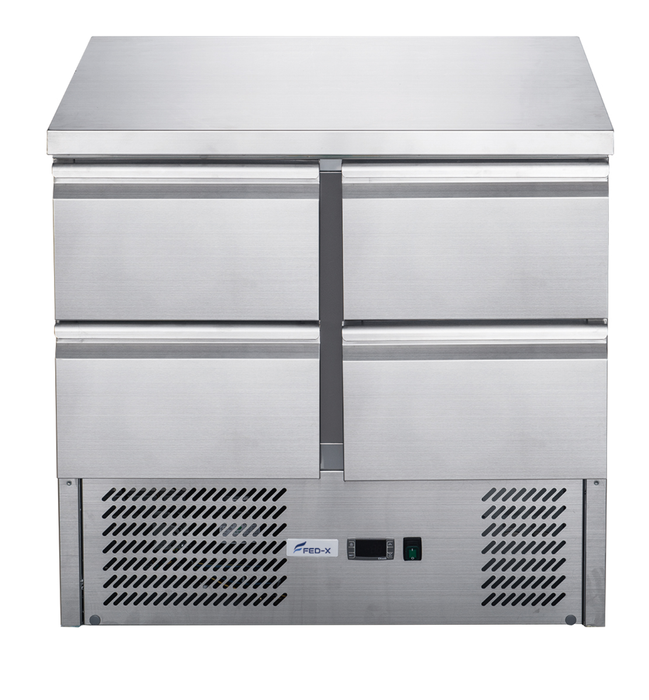 FED-X XGNS900-4D - Four Drawer Compact Workbench Fridge 903mm 220L