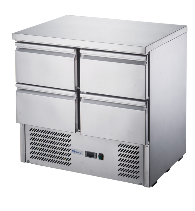 FED-X XGNS900-4D - Four Drawer Compact Workbench Fridge 903mm 220L - image 3