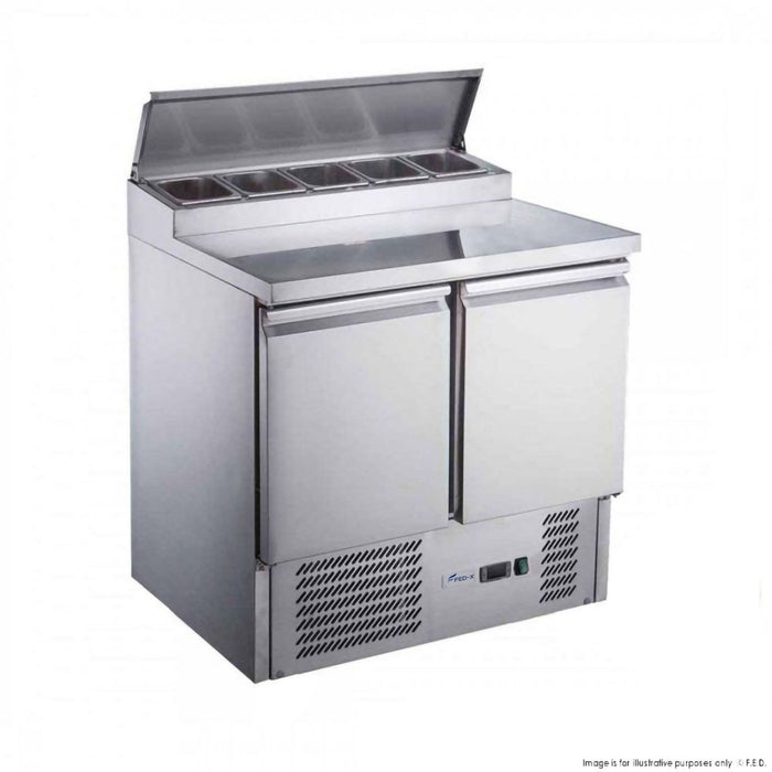 FED-X XGNS900D - Two Door Salad Prep Fridge 5 x GN 1/6 900mm - image 2