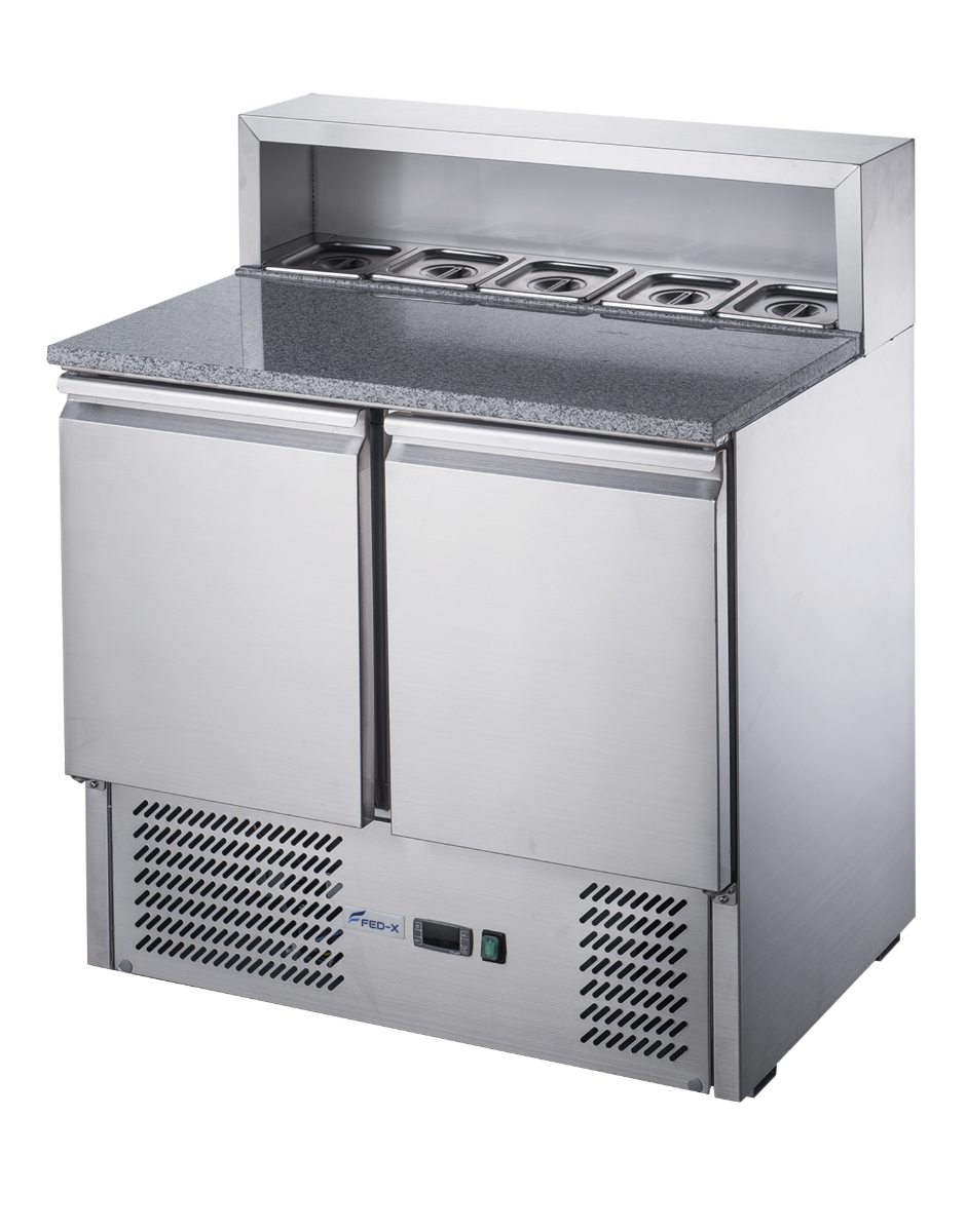 FED-X XGNS900E - Two Door Salad Prep Fridge with Marble Top 900mm - image 3