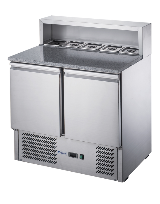 FED-X XGNS900E - Two Door Salad Prep Fridge with Marble Top 900mm - image 3