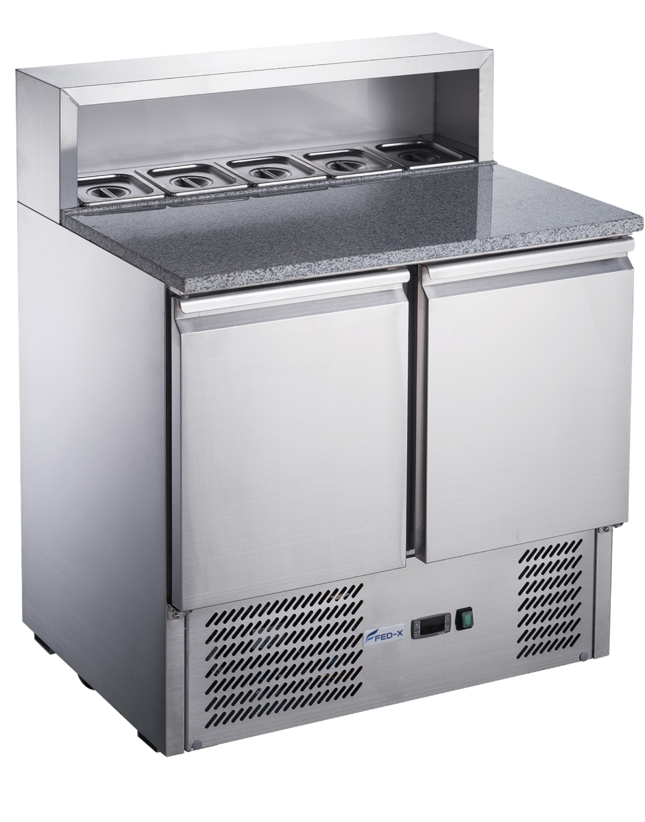 FED-X XGNS900E - Two Door Salad Prep Fridge with Marble Top 900mm - image 2