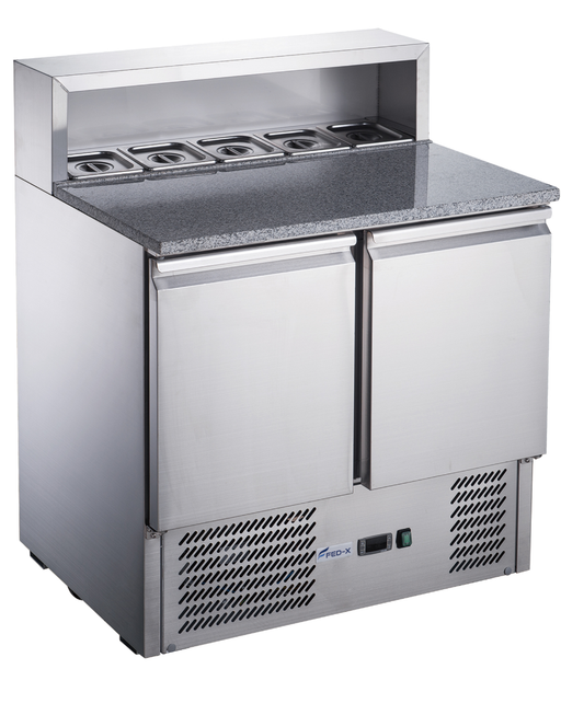 FED-X XGNS900E - Two Door Salad Prep Fridge with Marble Top 900mm - image 2