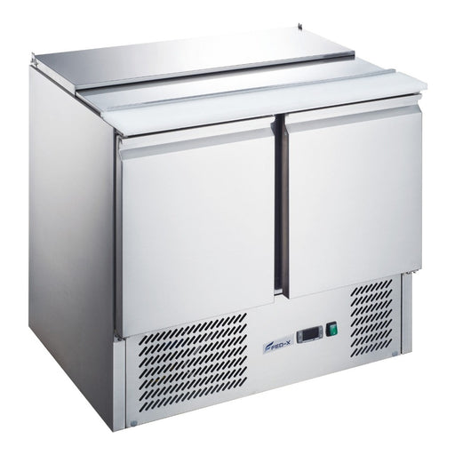 FED-X XGNS900S - Two Door Salad Prep Fridge with Cutting Board 903mm