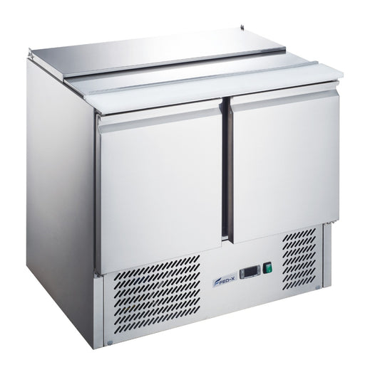 FED-X XGNS900S - Two Door Salad Prep Fridge with Cutting Board 903mm