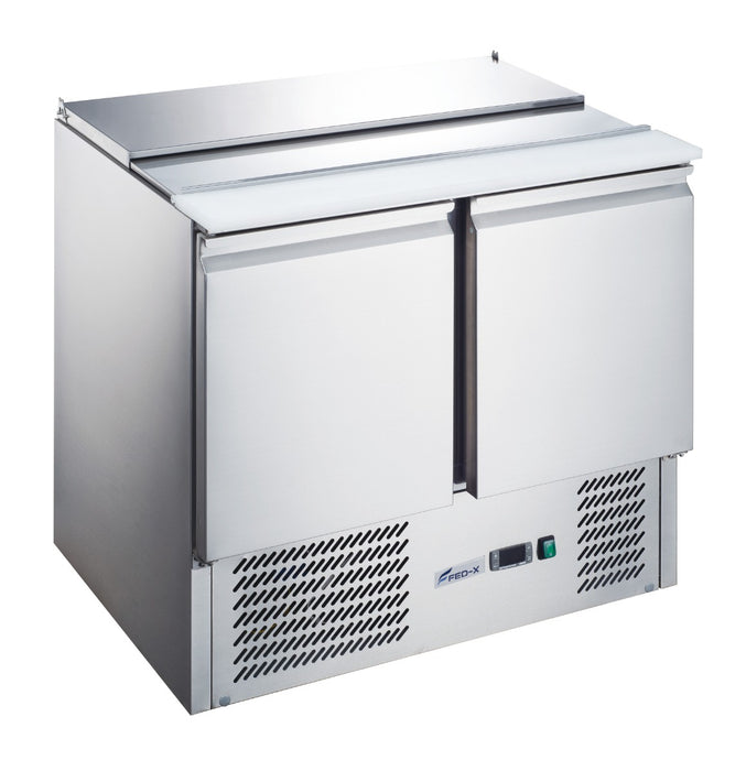 FED-X XGNS900S - Two Door Salad Prep Fridge with Cutting Board 903mm