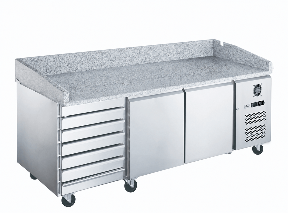 FED-X XPZ3600TND - Marble Top Pizza Prep Bench 2 Doors 7 Drawers 2020mm
