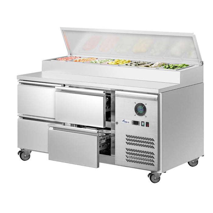 FED-X XSS7C13S2V-4D - Four Drawer Sandwich Prep Counter 1360 x 700mm 7 x GN 1/3 - image 3