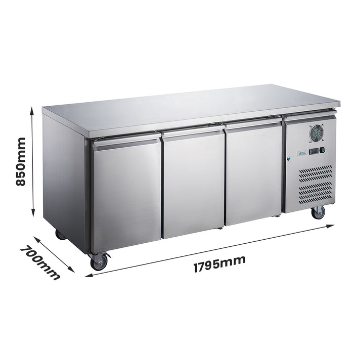 FED-X XUB7C18S3V - Three Door Bench Fridge 1795 x 700mm 417L - image 2