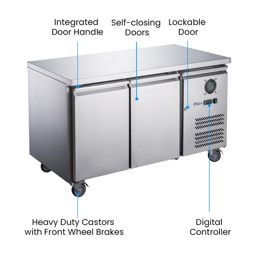 FED-X XUB6C13S2V - Two Door Bench Fridge 1360 x 600mm 228L - image 2
