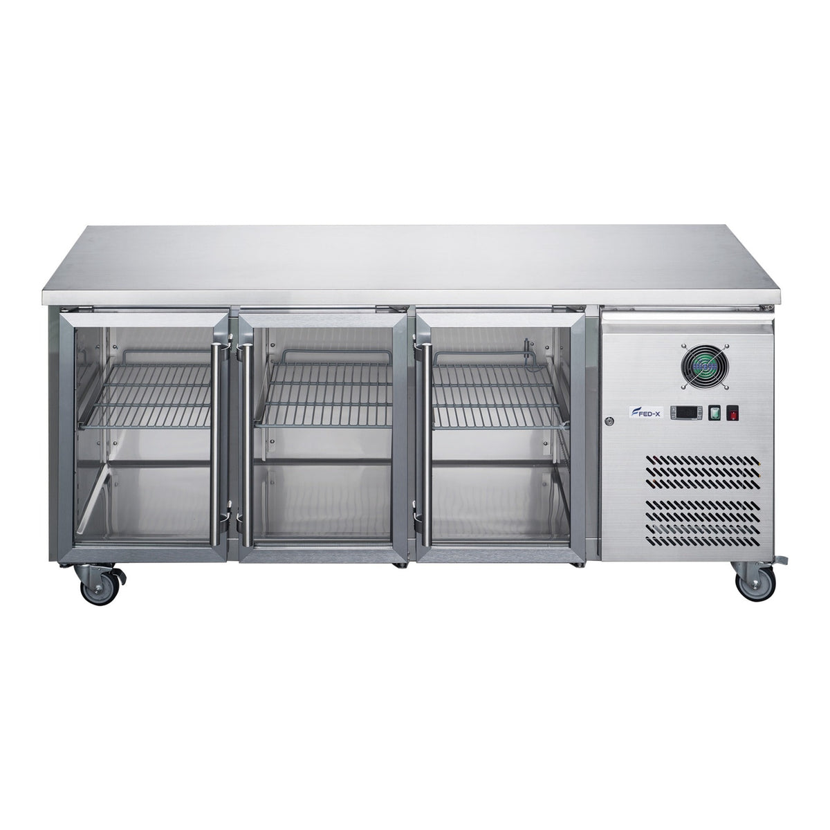 FED-X XUB6C18G3V - Three Glass Door Bench Fridge 1795 x 600mm 339L