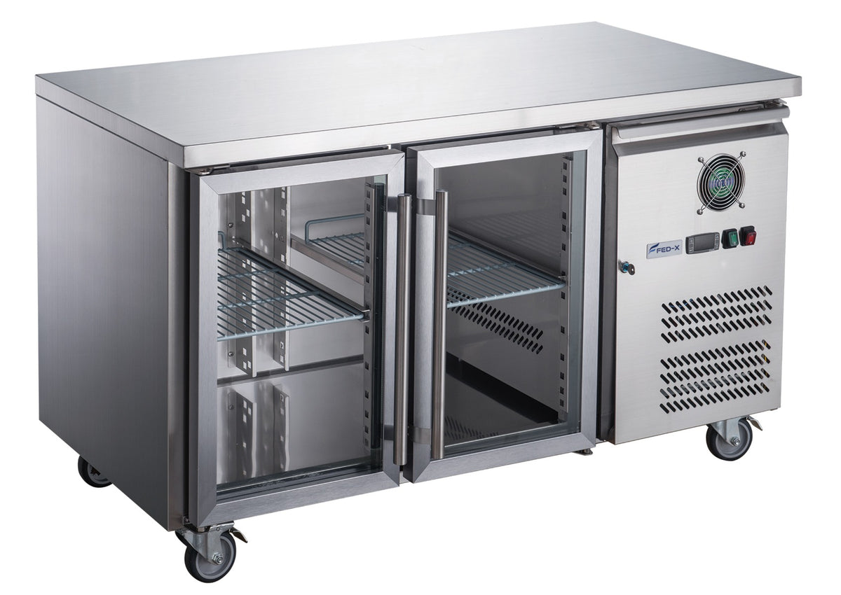 FED-X XUB7C13G2V - Two Glass Door Bench Fridge 1360 x 700mm 282L - image 2