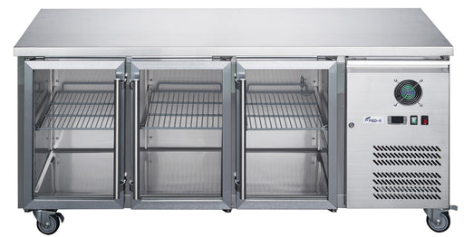 FED-X XUB7C18G3V - Three Glass Door Bench Fridge 1795 x 700mm 417L