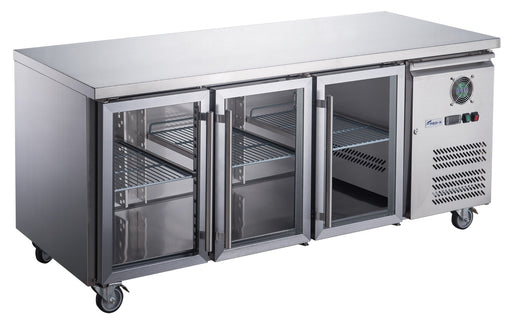 FED-X XUB7C18G3V - Three Glass Door Bench Fridge 1795 x 700mm 417L - image 2