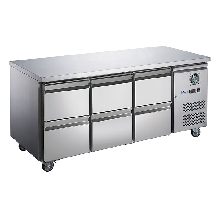 FED-X XUB7C18S3D - Six Drawer Bench Fridge 1795 x 700mm 417L