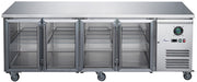 FED-X XUB7C22G4V - Four Glass Door Bench Fridge 2230 x 700mm 563L