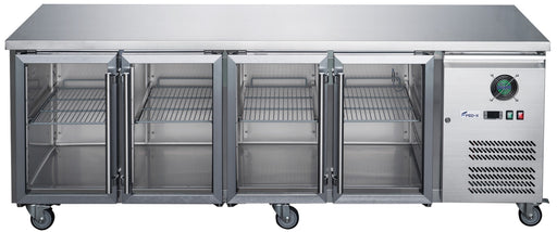 FED-X XUB7C22G4V - Four Glass Door Bench Fridge 2230 x 700mm 563L