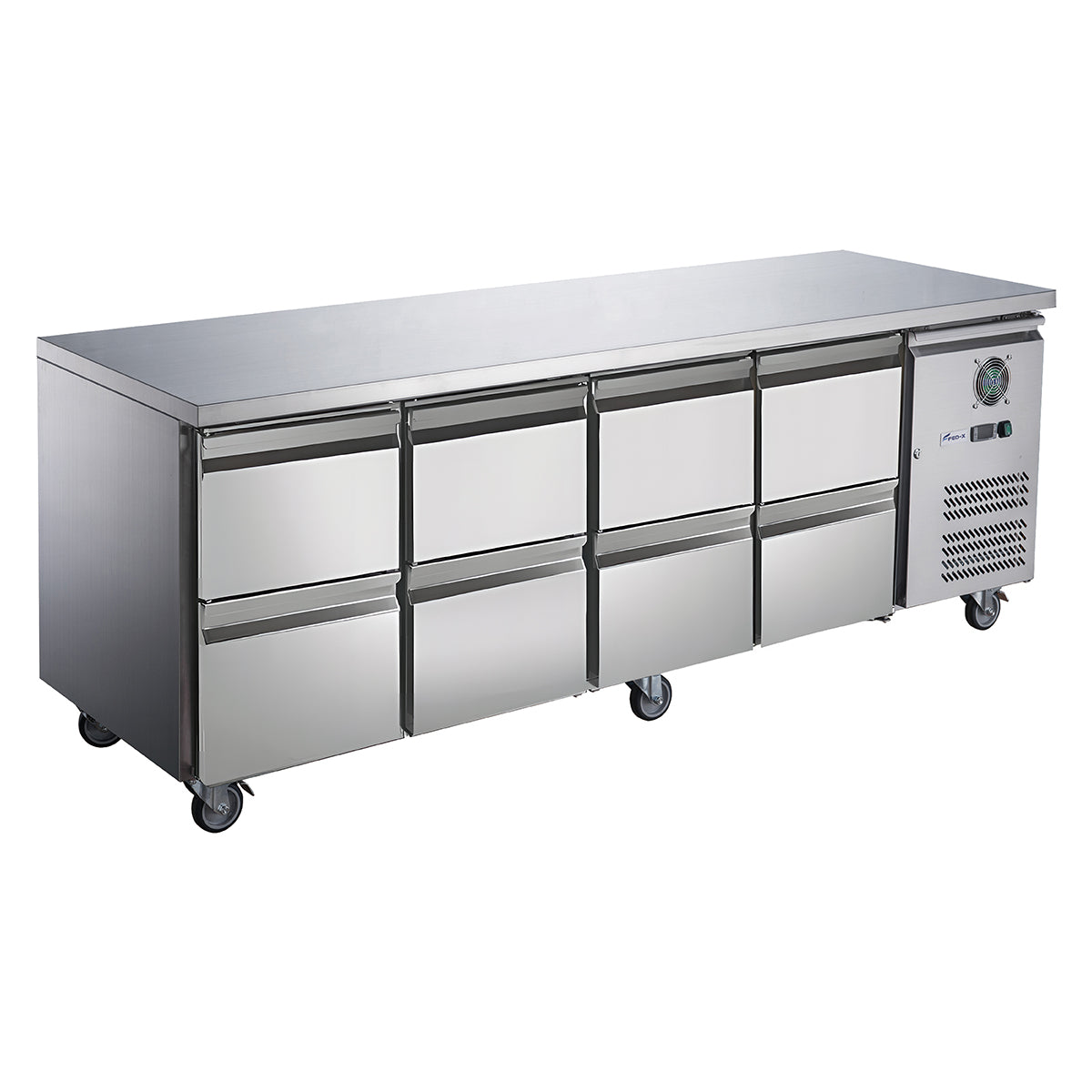FED-X XUB7C22S4D - Eight Drawer Bench Fridge 2230 x 700mm 553L