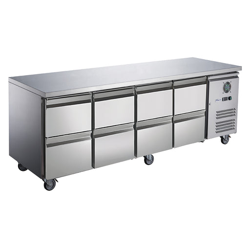 FED-X XUB7C22S4D - Eight Drawer Bench Fridge 2230 x 700mm 553L