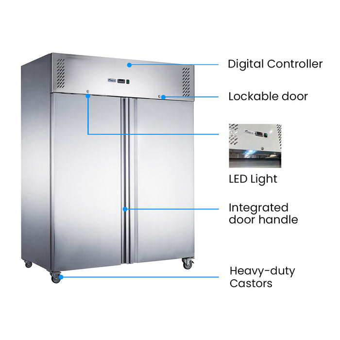 FED-X XURC1200SFV - Two Door Stainless Steel Upright Fridge 1340mm 1200L - image 3