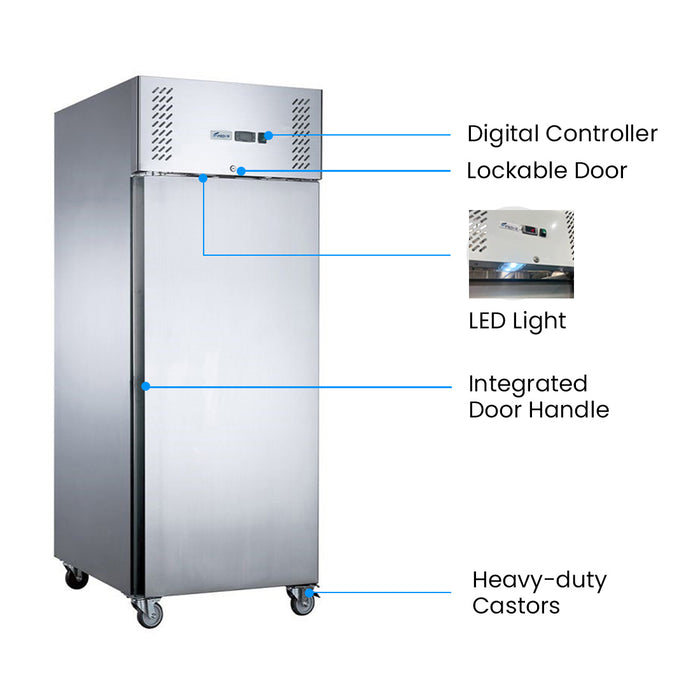 FED-X XURC400SFV - Single Door Stainless Steel Upright Fridge 680mm 429L - image 3