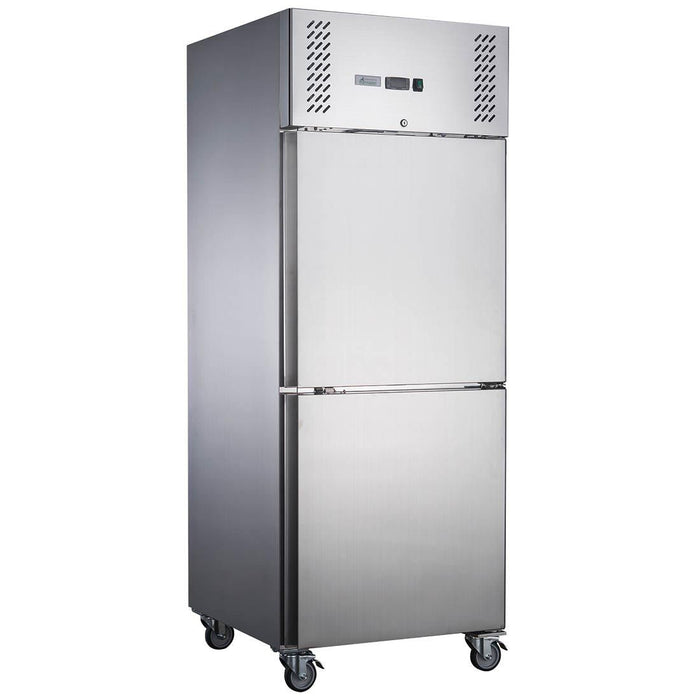 FED-X XURC600S1V - Split Two Door Stainless Steel Upright Fridge 680mm 618L