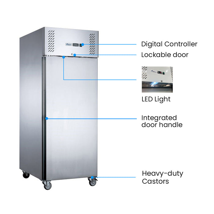 FED-X XURF400SFV - Single Door Stainless Steel Upright Freezer 680mm 429L - image 3