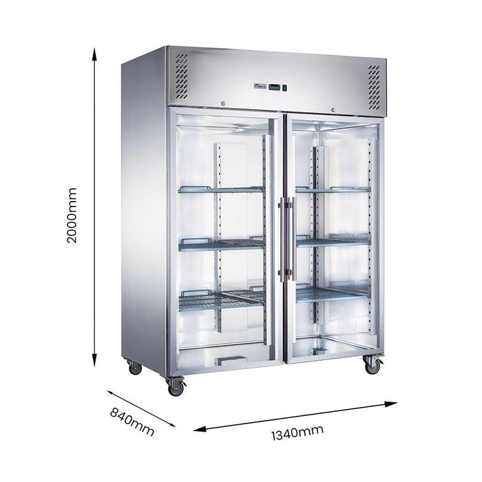 FED-X XURC1200G2V - Two Glass Door Stainless Steel Upright Fridge 1340mm 1200L - image 2