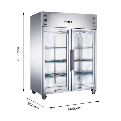 FED-X XURC1410G2V - Two Glass Door Stainless Steel Upright Fridge 1480mm 1410L - image 2