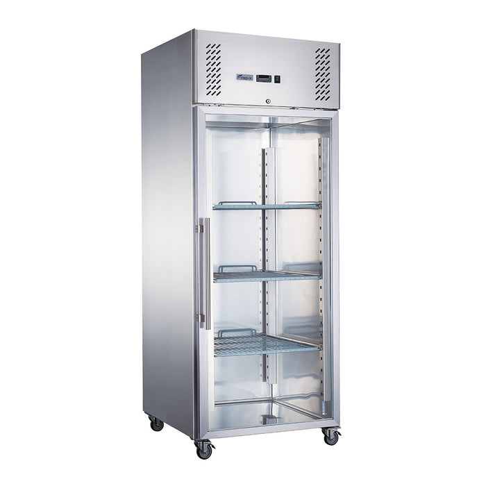 FED-X XURF600G1V - Glass Door Stainless Steel Upright Freezer 680mm 600L
