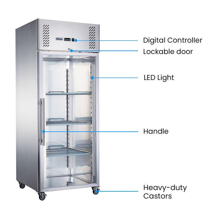 FED-X XURF600G1V - Glass Door Stainless Steel Upright Freezer 680mm 600L - image 3