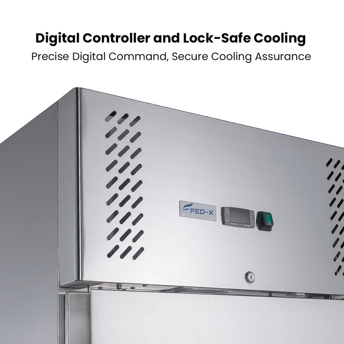 FED-X XURC600S1V - Split Two Door Stainless Steel Upright Fridge 680mm 618L - image 4
