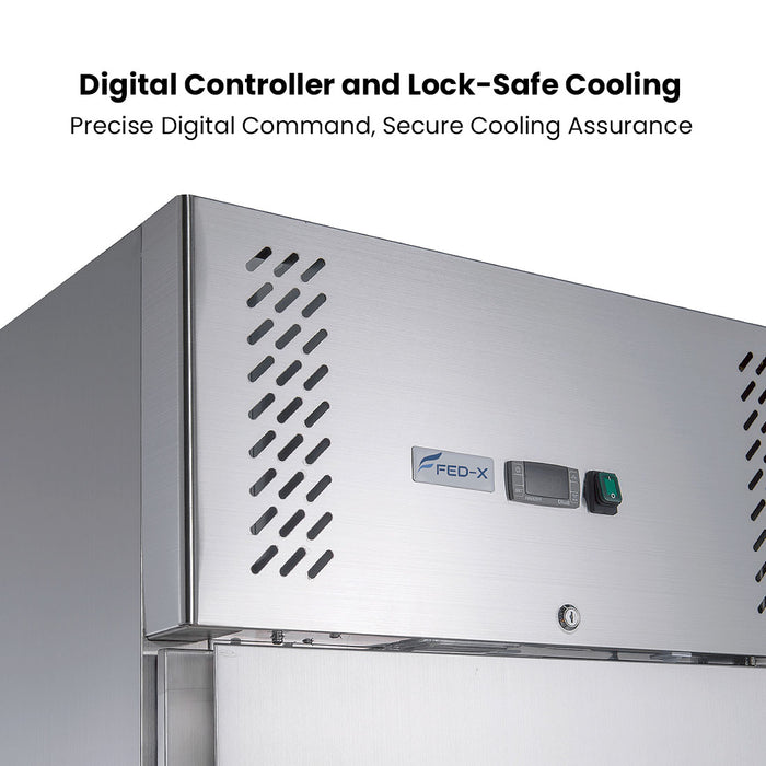 FED-X XURC650S1V - Split Two Door Stainless Steel Upright Fridge 740mm 650L - image 4