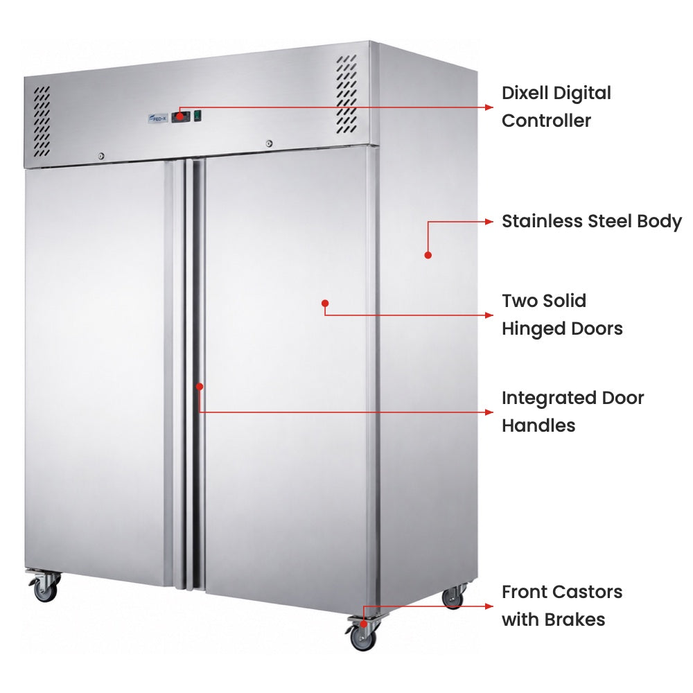 FED-X XURF1200SFV - Two Door Stainless Steel Upright Freezer 1340mm 1236L - image 3