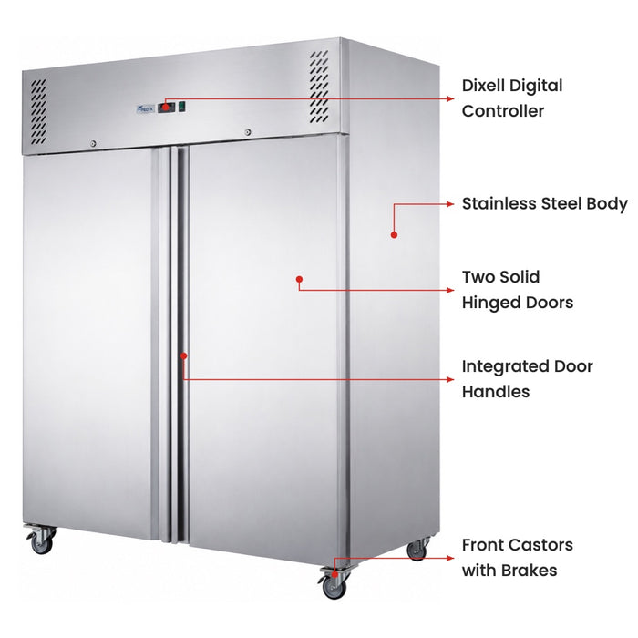FED-X XURF1200SFV - Two Door Stainless Steel Upright Freezer 1340mm 1236L - image 3