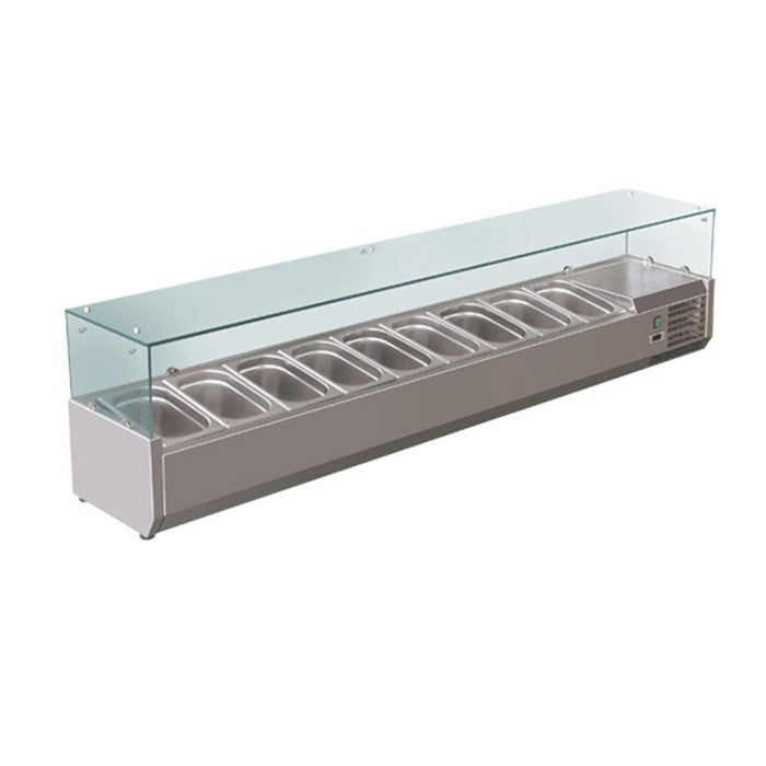FED-X XVRX2000/380 - Countertop Salad Bar with Glass Canopy 9 x GN 1/3 2000mm