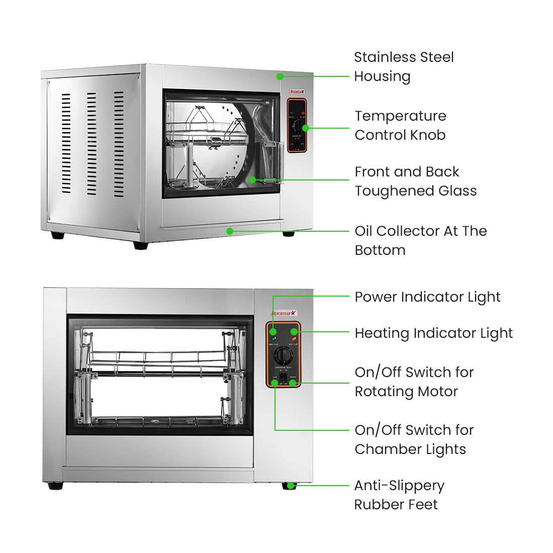 Benchstar YXD-266E - Electric Basket Chicken Rotisserie, 8 to 12 Birds - image 3