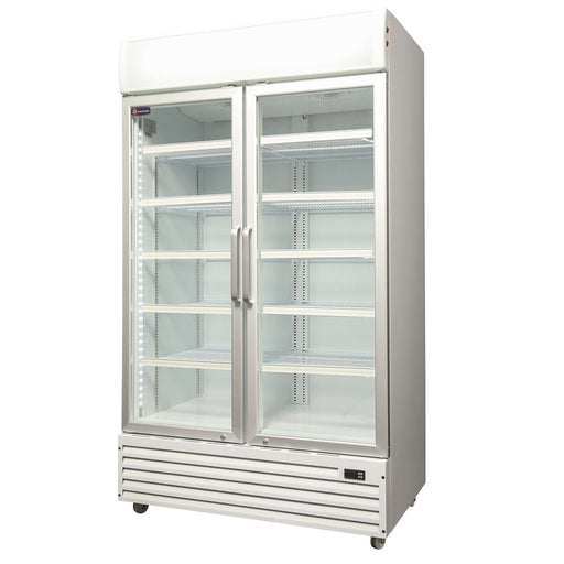 Crusader CCE1130 - Double Glass Door Display Fridge White