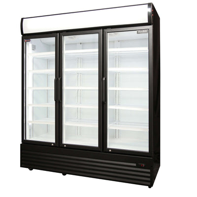 Crusader CCE1630BLK - Triple Glass Door Display Fridge Black