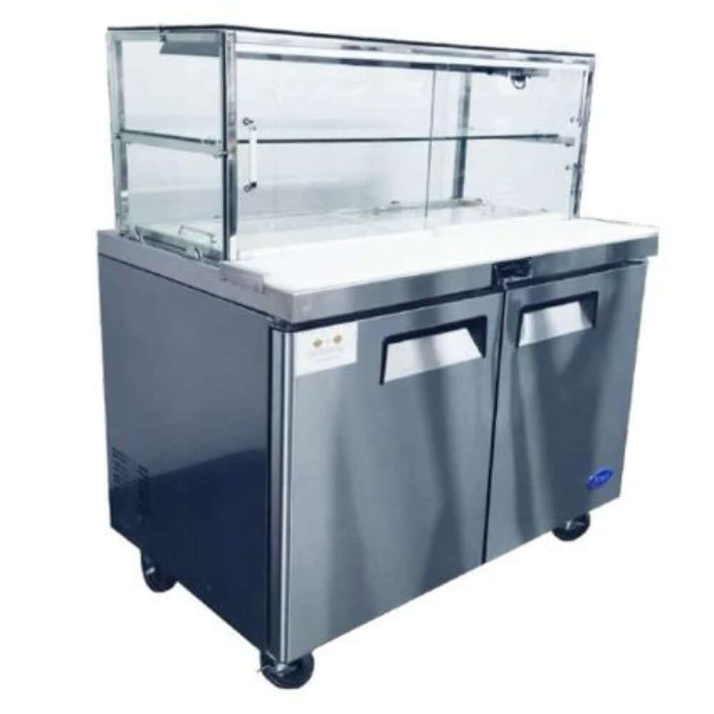 Atosa MSF8303G - Double Door Glass Top Sandwich Prep Table Refrigerator